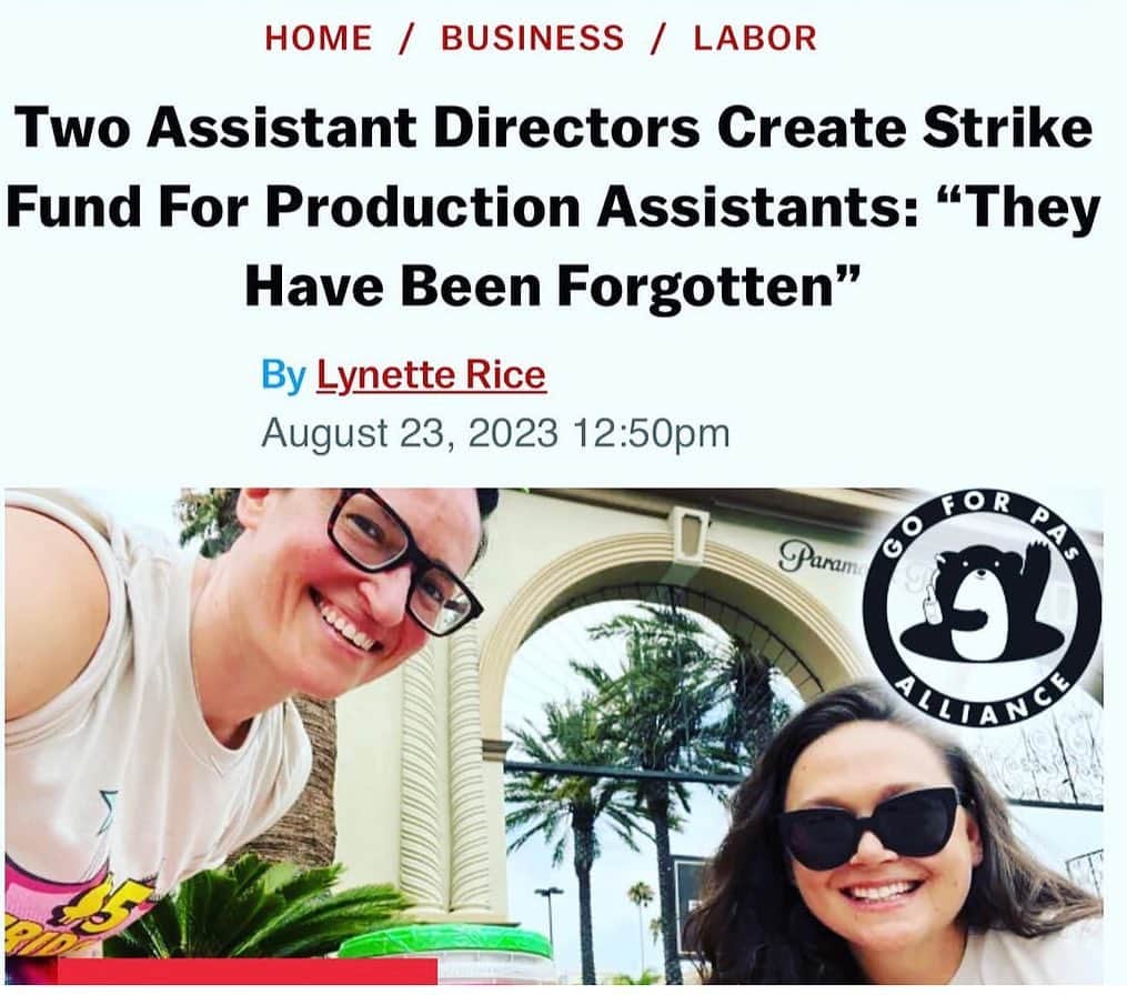 のインスタグラム：「Happy Friday! 🤩 Please, please consider reading all the way to the end.  Film and TV Production Assistants, or PAs as we call them, are our industry’s unsung heroes -  the first crew members on set and the last to leave, oftentimes working 16+ hour days, and most important to note, getting paid the least. PAs are an integral, vital part of our community - navigating actors’ personal and creative needs while also making sure our  production days run smooth and timely (and yes, a standard production work day is a minimum of 12+ hours). Despite the daily grind, PAs are never without a hustling spirit. They are energetic, curious, and possess a deep passion for the industry. However, PAs are wholly under-valued, underpaid and as such, many PAs are currently not eligible for on-going strike benefits for loss of wages.  If you’re in this industry - I’m calling on all producers, directors, executives, writers and actors - to please join me and consider donating to this fundraiser started by non-profit @goforpasalliance to help PAs cover the lack of wages due to our current strike. I know funds are tight so if you’re financially unable, please tag your favorite PAs you’ve worked with and give them a shout out. 💓 I love this industry deeply and am grateful to be a part of it and we all deserve to thrive within it. #insolidarity. Let’s #spreadkindness 🫶 #linkinbio」
