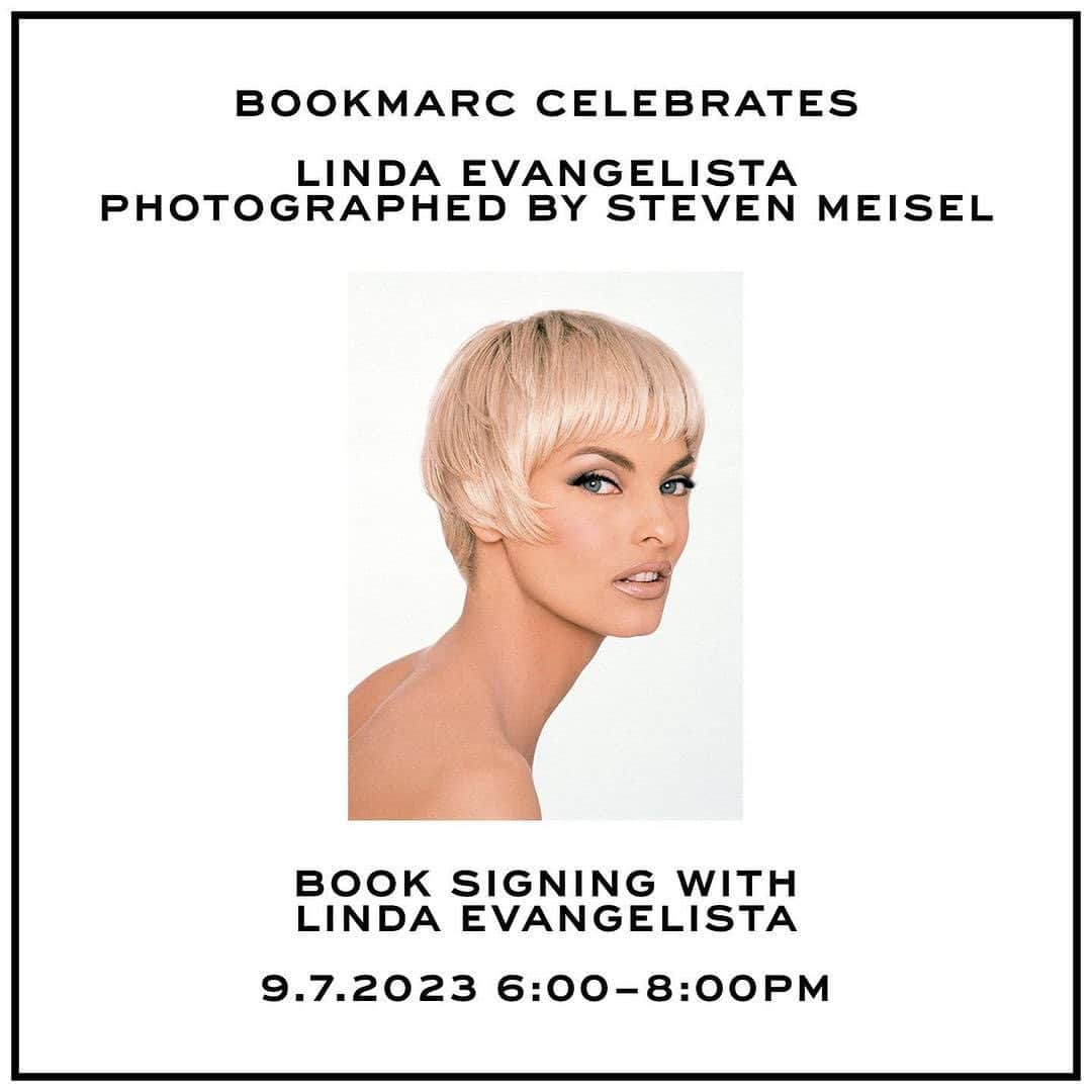 リンダ・エヴァンジェリスタのインスタグラム：「Please join me on September 7th from 6-8pm at BookMarc Bleecker Street NYC for a special signing of “Linda Evangelista Photographed by Steven Meisel.” A celebration of the decades-long collaboration and friendship between me and @stevenmeiselofficial.」