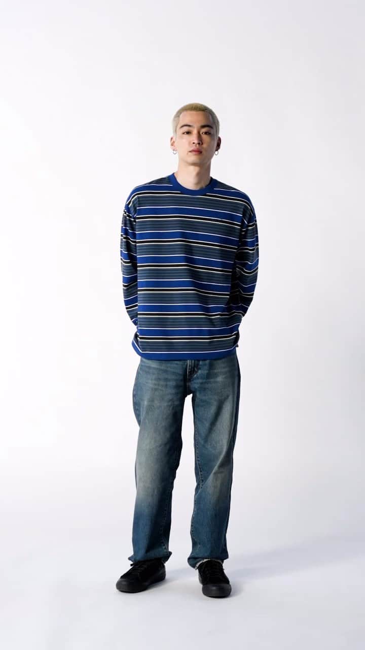 Levi’sのインスタグラム：「Our Vintage Tee is that holy grail you’ve been rifling through the racks for—the perfect retro-style T-shirt, made to look like a thrift store score.   Cut shorter and wider, with a dropped shoulder, it’s crafted in 100% cotton, compact jersey—an authentic vintage “dry hand-feel” fabric that gets softer with every wear. Choose from stripes or solids. Some are garment-dyed for a worn-in look and feel.   Shop our Vintage Tee and Long-Sleeved Authentic Tee via link in bio and stories.」
