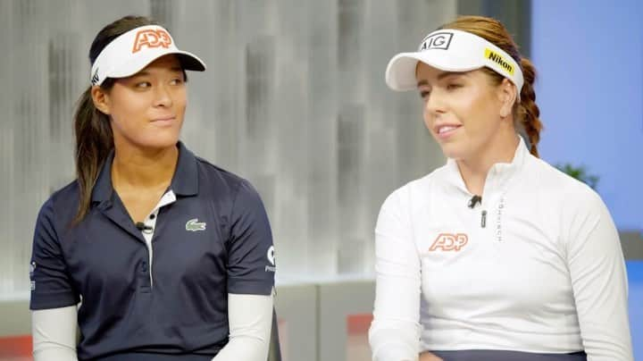 ジョージア・ホールのインスタグラム：「Congratulations to Team ADP Ambassadors Céline Boutier and Georgia Hall on making the 2023 European Solheim Cup team!   #TeamADP」