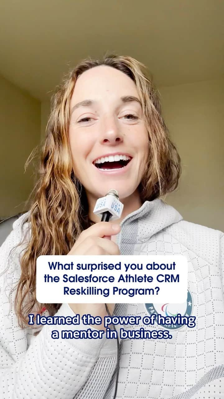 Salesforce のインスタグラム：「We asked @TeamUSA graduates of our Athlete CRM Reskilling Program what surprised them the most about the program. 👀」