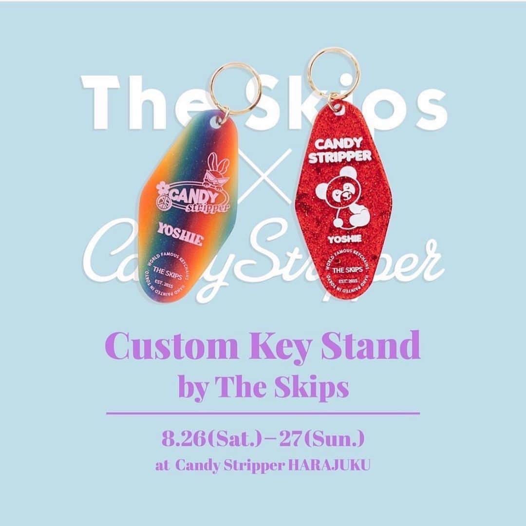 Candy Stripperさんのインスタグラム写真 - (Candy StripperInstagram)「. ＼NEWS／ -𝐓𝐡𝐞 𝐒𝐤𝐢𝐩𝐬×𝐂𝐚𝐧𝐝𝐲 𝐒𝐭𝐫𝐢𝐩𝐩𝐞𝐫-  𝐒𝐏𝐄𝐂𝐈𝐀𝐋 𝐄𝐕𝐄𝐍𝐓 🔑ℂ𝕦𝕤𝕥𝕠𝕞 𝕜𝕖𝕪 𝕤𝕥𝕒𝕟𝕕 𝕓𝕪 𝕋𝕙𝕖 𝕊𝕜𝕚𝕡𝕤🔑  Day: 8/26(Sat)・8/27(Sun) 11:00~19:00 Place: Candy Stripper原宿本店  昨年開催し、大好評だった "Custom key stand by The Skips"を今年も開催！！！  今回もThe Skipsさんに Candy Stripperオリジナルデザインを 2バージョン作っていただきました！ 今回はお座りPEPEちゃん🐼と COOL BUNNY🐰が登場！  motel keyにお客様ご希望のお名前や数字を その場で彫刻・ハンドペイントをいたします✍️✨  たくさんあるアクリルプレートの中から お好きな色をお選びいただけます。 ハンドペイントの色もお選びいただけます🎨  世界に1つしかないキーホルダーが作れる 貴重な機会をどうぞお見逃しなく！！！  ※price/ candy special motel key￥3,100＋tax  ※著作権の侵害になるものや、長文はお受けできません。 文字数は10文字まで、文字数が多くなるにつれ 文字が小さくなります。(所要時間 : 約20分) 〜〜〜〜〜〜〜〜〜〜〜〜〜〜〜〜〜〜〜〜〜〜〜〜  #theskips #candystripper」8月26日 9時07分 - candystripper_official