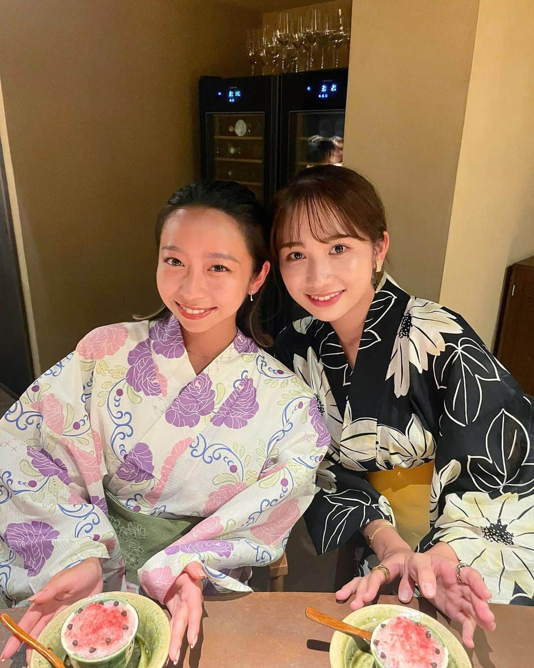 生形由佳のインスタグラム：「・ 萌絵子と浴衣ディナー🌛♡  一品一品がとても美しかった🥢✨  #一石三鳥 #六本木ディナー #江戸料理」