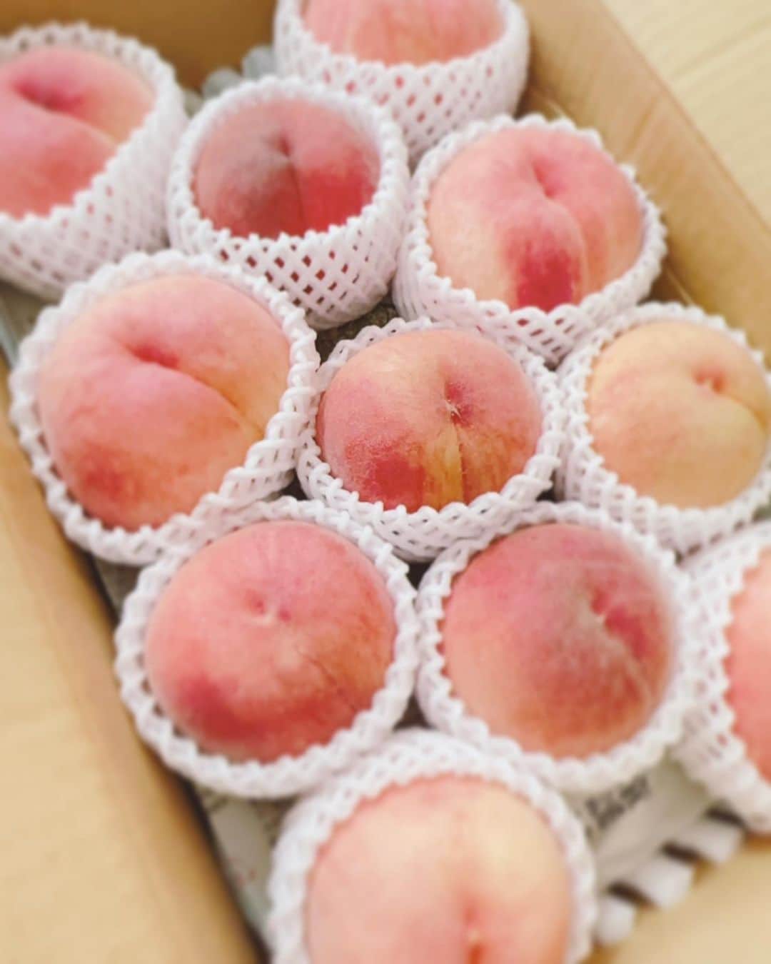 のインスタグラム：「♡♡♡  福島のおばあちゃんから桃届いたー！🍑🤍 毎年送ってくれるの(;_;)♡ 今年の桃も美味しかったあ🥹  #吉田恵芽 #05 #ljk  #桃 #🍑 #福島県 #桃スイーツ」