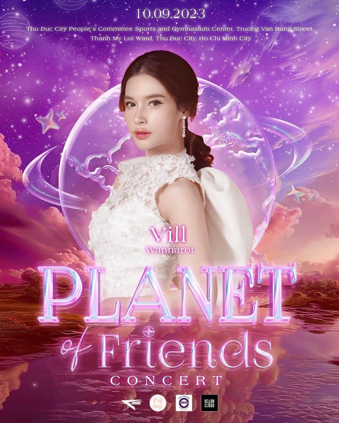 ウィウ＝ワンナロット・ソンティチャイのインスタグラム：「My first concert in Vietnam💗 "PLANET OF FRIENDS CONCERT" 🪐🌟✨💫 --------------------  TICKETS ON SALE NOW!!!  Tickets are now available for purchase at👉🏻 https://actiup.net/event/planet-of-friends-concert?lang=en  @fanstar_event  #asiaconcertplanetoffriends #PatrickNattawatFinkler #doanhaovu  #Nnattawin #MilePhakphum  #VillWannarot #SonYuke #FanStar #Eintent #BOC」