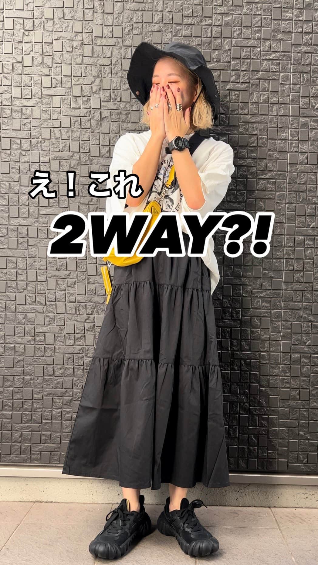 natsupoo0315のインスタグラム：「サロペットワンピースとしても スカート単体でも使える2way♡ JAVAタグ付きのワンポイントが可愛い🥰 インナー次第でオールシーズン着れるしスカート単体でもティアードでかわいい😆 ブラックLサイズ着てます♡  @classicalelf_official   #クラシカルエルフ #classicalelf #エルフコーデ #タイアップ #java #ジャバ #uniqlo #gu #zara #ユニクロ #ジーユー #ザラ #zozo #zozotown #zozo購入品 #zozotown購入品 #サロペット #ジャンパースカート #ジャンスカ #骨格ナチュラル #スポーツカジュアル#大人カジュアル#プチプラ#onitsukatiger#オニツカタイガー」