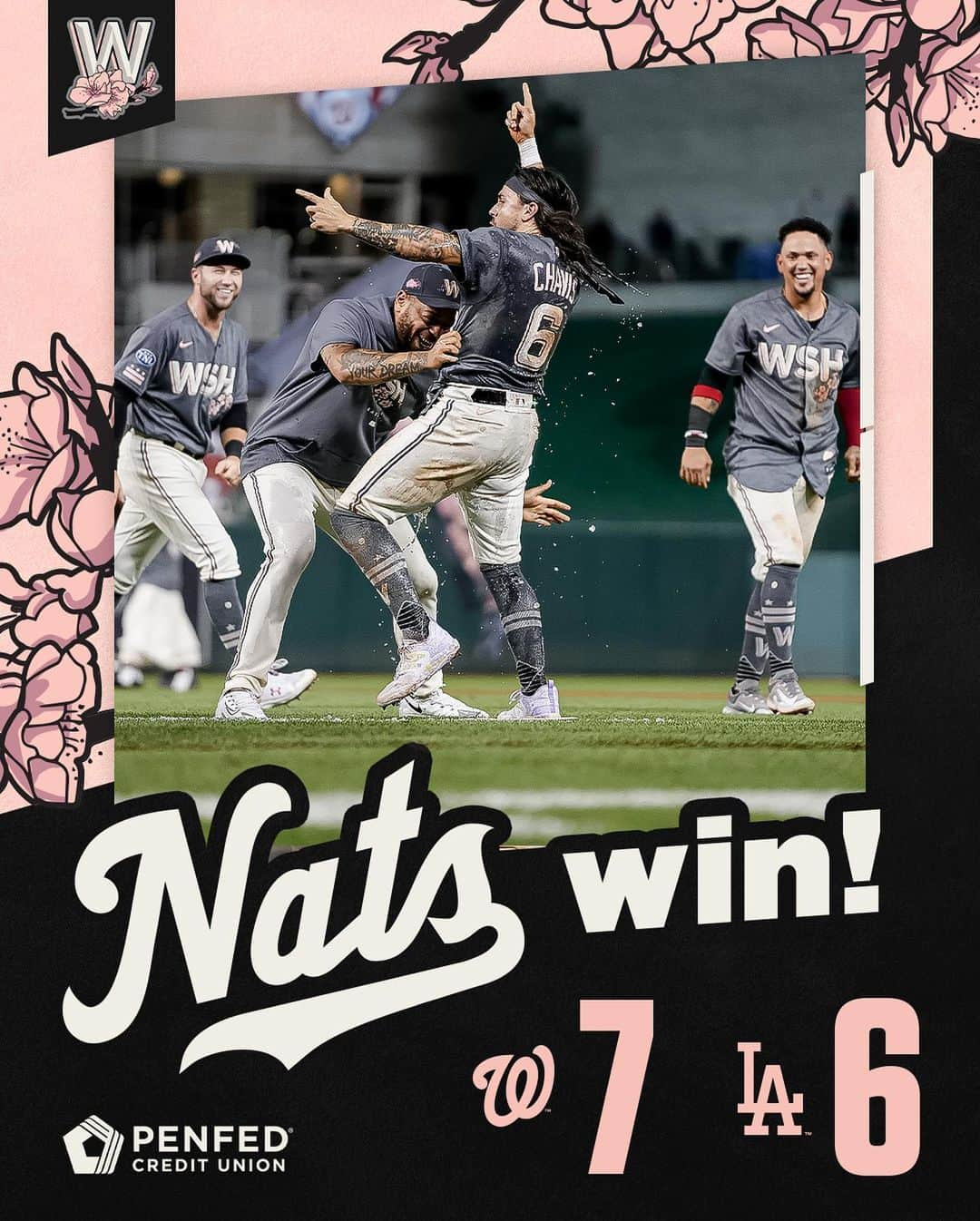 ワシントン・ナショナルズのインスタグラム：「Put a walk-off, extra-inning Curly W in the books! 📚」