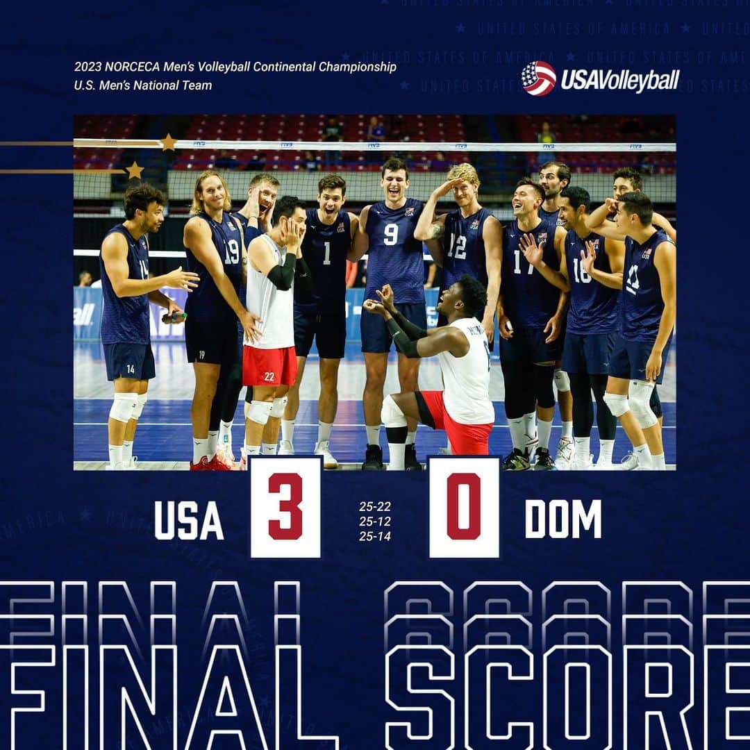 USA Volleyballさんのインスタグラム写真 - (USA VolleyballInstagram)「A win, a trip to the final, AND a proposal? What more do we need?  In honor of Kyle Ensing’s wedding.  The U.S. Men defeated the Dominican Republic 3-0 today and will face the winner of Canada/Cuba tomorrow.   Story/stats to come.」9月10日 7時56分 - usavolleyball