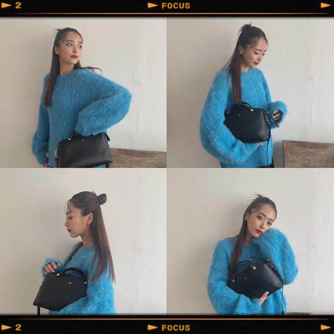 近藤千尋のインスタグラム：「早く普段でもニット着たいなぁ🧶🩵🩵🩵 大好きな　@fendi 💕 #fendi   休日いかがお過ごし？☺️💕」