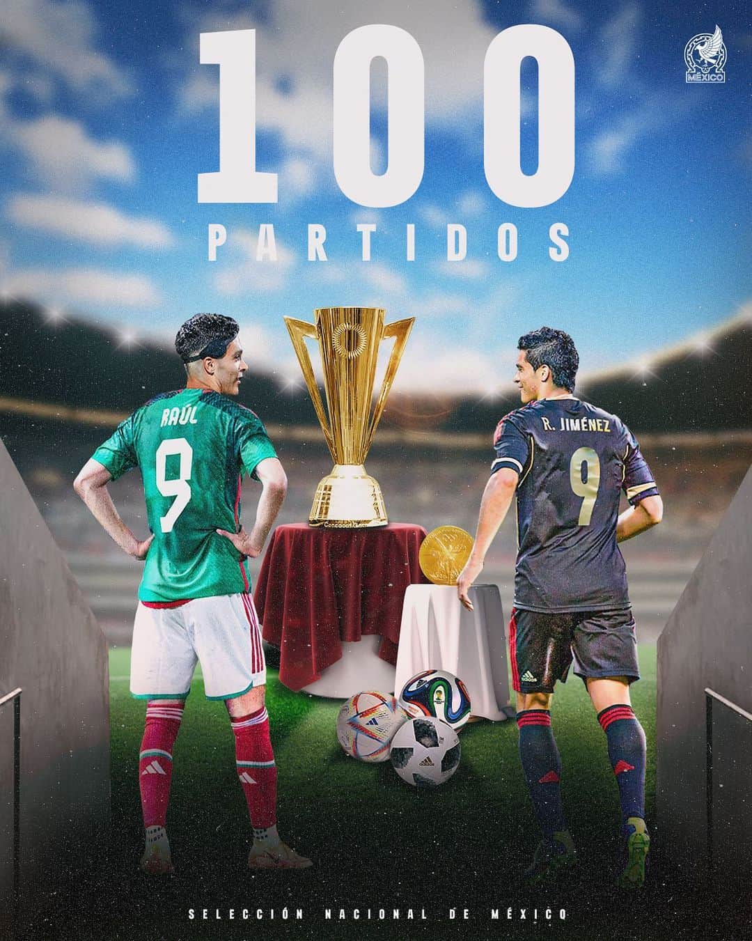 ラウール・ヒメネスのインスタグラム：「Se dice fácil, pero es fruto de tu trabajo y pasión por 🇲🇽. Que tu historia se siga escribiendo con más partidos y goles. 💚  💯 veces se ha escuchado tu nombre en la cancha, @raulalonsojimenez9.」