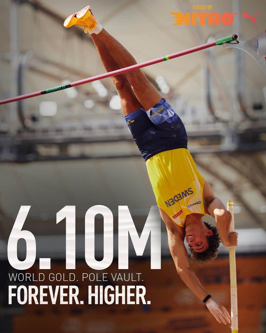 プーマのインスタグラム：「POLE VAULT POWERHOUSE. 🔋  The FAM sweeps the podium at this year’s world champs. 🧹   @mondo_duplantis continues his streak of world domination, adding another outdoor title to his name. Brilliant jumping, Mondo! 🇸🇪🥇  @ernestobienapv continues to raise bar, soaring to an area record en route to silver. 🇵🇭🥈  @kurtismarschall finds excellent form, setting a PB and keeping ‘23 tradition of an Aussie on the PV podium alive and well.   Congratulations on bringing home the hardware.  #ForeverFaster」