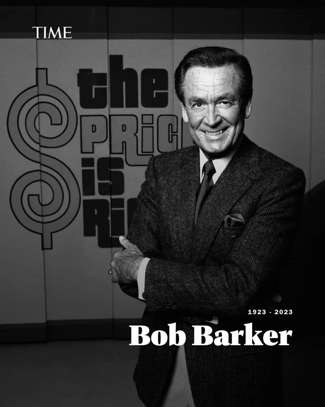 TIME Magazineのインスタグラム：「Bob Barker, the affable television icon and animal rights activist who hosted The Price Is Right for more than three decades, died Saturday. He was 99.  A fixture on American TV screens for decades, Barker was host of the iconic CBS game show from 1972 to 2007—memorably reminding viewers at the end of each episode to get their pets spayed or neutered.  TIME remembers Barker at the link in bio.  Photograph by CBS Photo Archive/Getty Images」