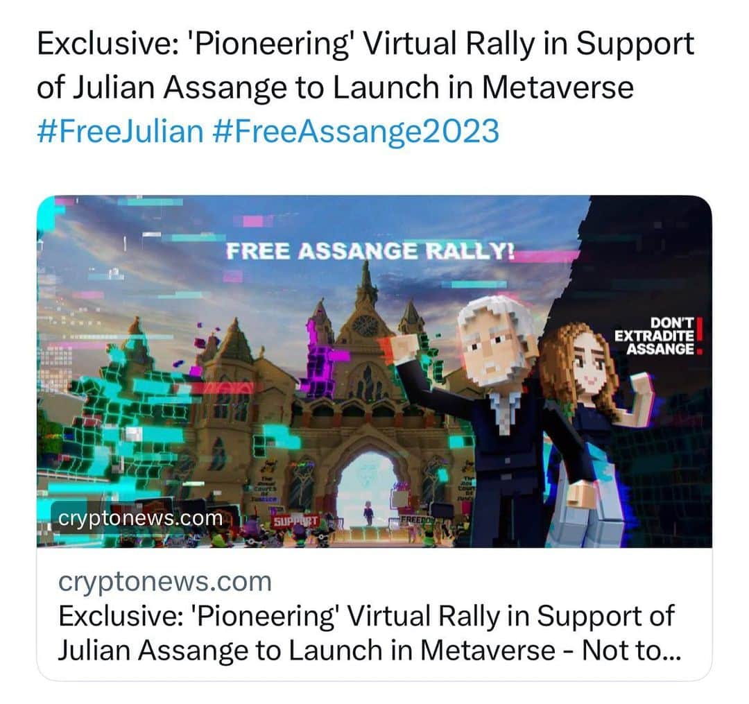 WikiLeaksのインスタグラム：「Important information for this Saturday’s #FreeAssange Rally. (Save this post and share)  Saturday 26th August 5pm (Make sure you’re logged in and ready to go prior to this)  Join the event here: shorturl.at/vHUY4 Please note, phones are not supported. You will only be able to access the event from a computer.  If you have never used @TheSandboxGame before, you’ll need to sign up and create an account. You can do this via a vpn and with a new email address for privacy.  A pop up will then open where you will be instructed to download and install the software “The Sandbox Game”.  Once you’ve installed the software, you’re ready to go! You can then enter the event by clicking the “play” button.  Also, feel free to create your own avatar so that you can join the metaverse as your own digital self!  We look forward to seeing you there!」