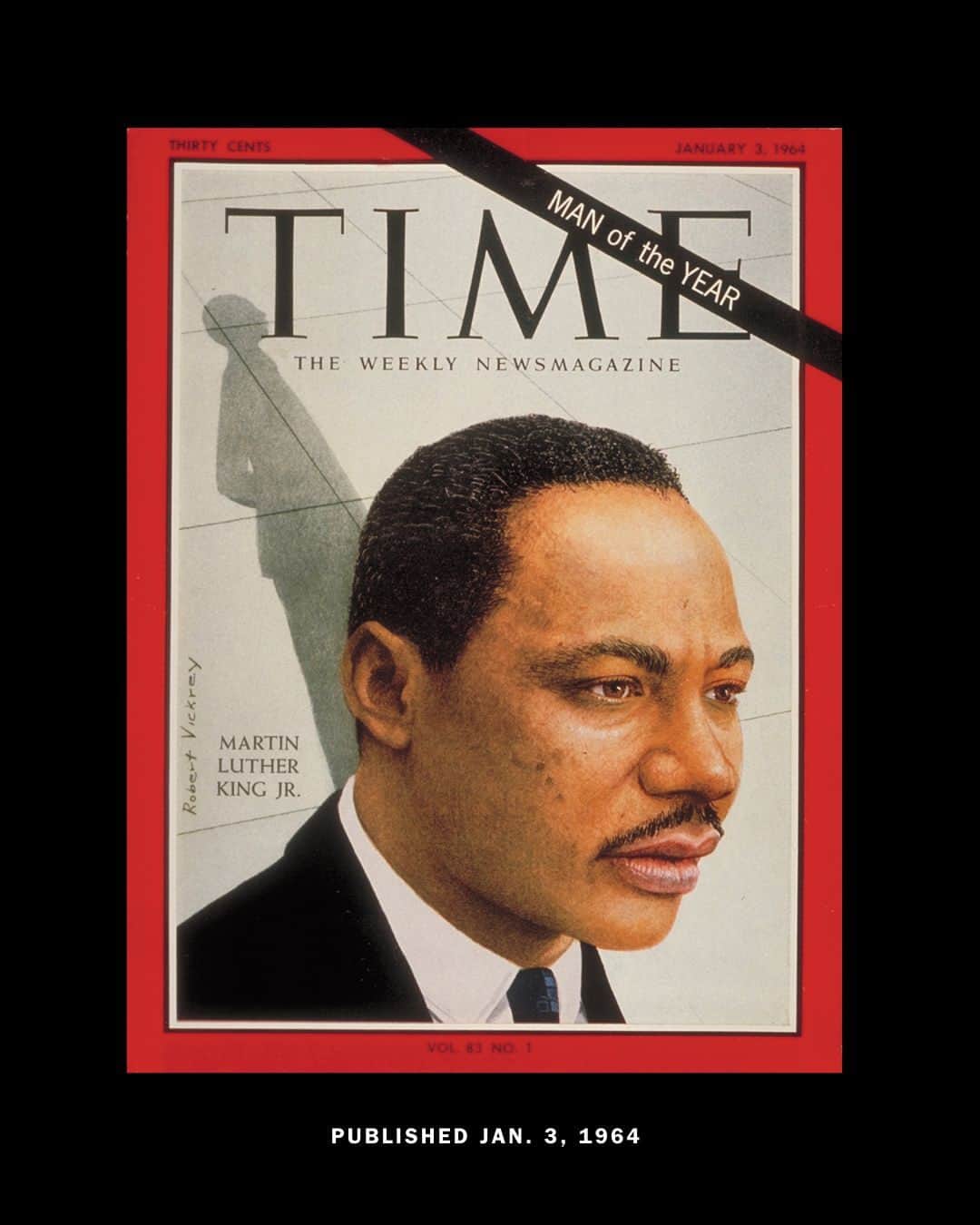 TIME Magazineのインスタグラム：「Thousands are expected at the Lincoln Memorial on Saturday to commemorate the 60th anniversary of the March on Washington.   “In 1963, the civil rights issue was impressed on the nation in a way that nothing else before had been able to do," Martin Luther King Jr. once told TIME.   In recognition of King’s role in that change, TIME named him Man of the Year. In a Jan. 16, 1964, letter to the magazine's co-founder Henry Luce, King explained what that designation meant to him—and to the civil rights movement.  Read King's letter at the link in our bio. Artwork by Robert Vickrey」