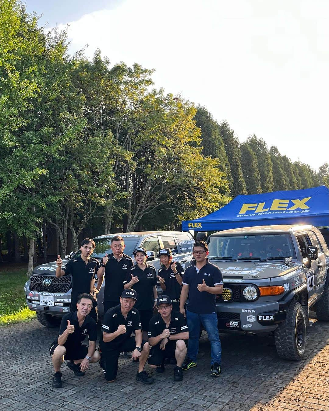 竹岡圭さんのインスタグラム写真 - (竹岡圭Instagram)「FLEX SHOW AIKAWA Racing with TOYO TIRES 本日はRALLY EAST-IBURI 2023のレッキでございましたー🧡  1年ぶりなので、まずは私とクルマのカンを取り戻すところから😅ウォーミングアップしきれてませんが、明日は本番です🤣2週間後のラリー北海道に備えて、絶対壊してはいけないので😅、とりあえずクルマとタイヤと路面と仲良くなってきまーす🤩  FJクルーザー号は、竹岡圭と中田昌美選手と共に頑張りまーす🧡  プラド号はAKI HATANO選手と、中谷篤選手🤩  メンテナンスは中央自動車大学校さんです💛ありがとうございまーす🥳  トーヨータイヤさん、そしてレーシングスーツとチームウェアでお世話になったエンパイヤ自動車さん（sparco スパルコ）も駆けつけてくださいましたー🧡  AKI HATANO選手のYouTubeはこちら↓ https://youtube.com/@HALsprings  2台とも皆さま応援のほどよろしくお願いしまーす📣  #FLEXSHOWAIKAWARacingwithTOYOTIRES #FLEX #TOYOTIRES #トーヨータイヤ #オープンカントリー #オプカン #オプカン女子 #フレックス #哀川翔 #SHOWAIKAWARacing #中谷篤　#AKIHATANO #中田昌美 #竹岡圭 #halspring  #halsprings #中央自動車大学校　#エンパイヤ自動車　#sparco」8月26日 22時15分 - kei_takeoka