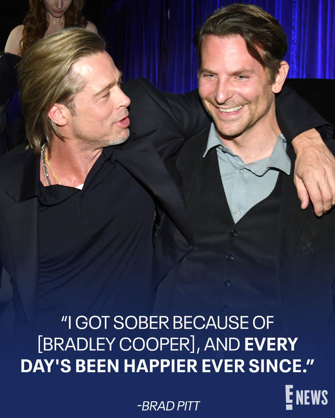 E! Onlineさんのインスタグラム写真 - (E! OnlineInstagram)「Once upon a time in Hollywood, Bradley Cooper and Brad Pitt weren't afraid to tell their sobriety stories. More stars open up about their journeys at the link in bio. (📷: Getty)」8月27日 1時01分 - enews