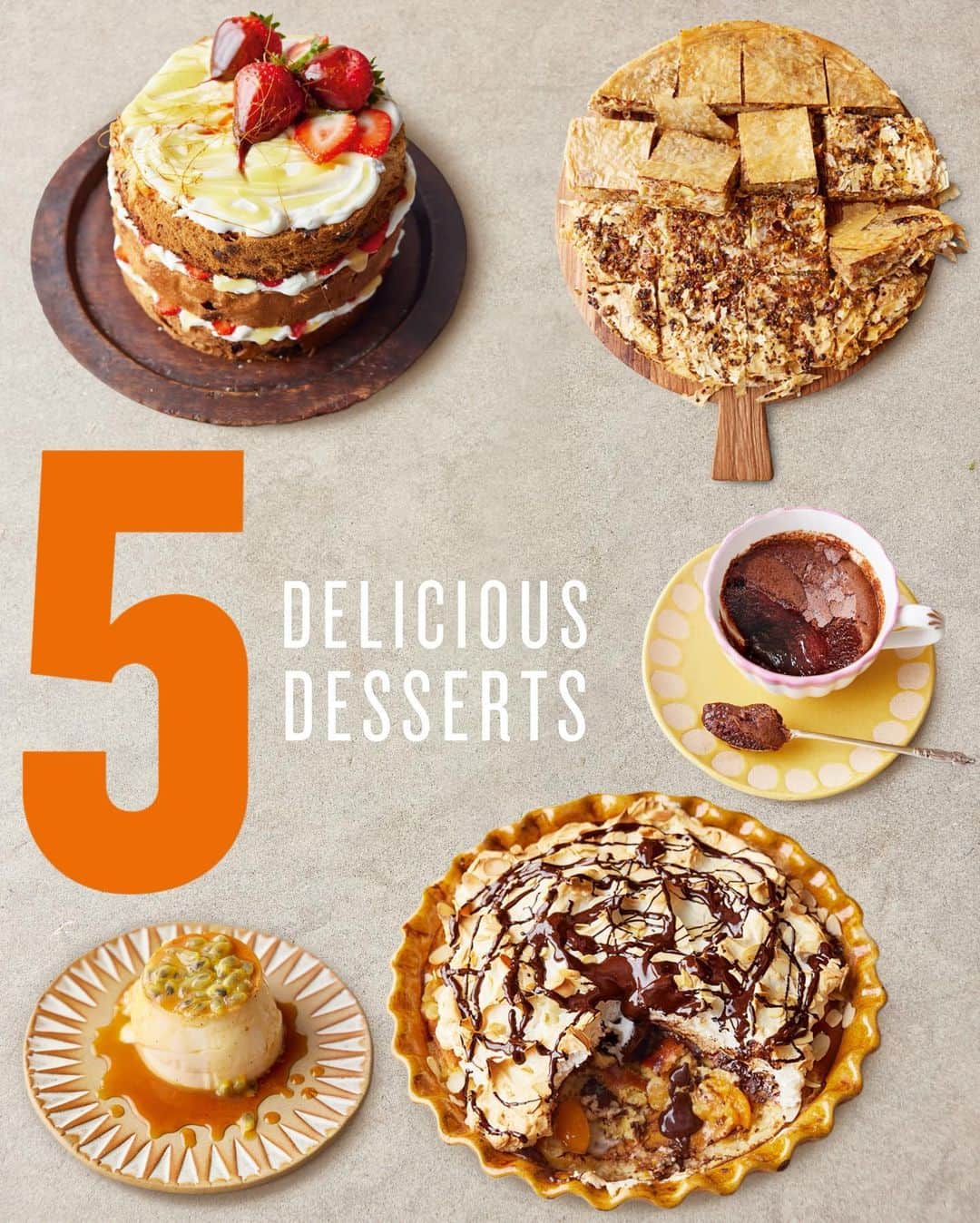 ジェイミー・オリヴァーのインスタグラム：「5 DAYS TO GO until my NEW cookbook 5 Ingredients Mediterranean hits the shelves in UK!!! So here are 5 gorgeous desserts that you can find in this very book. So excited for you guys to get your hands on this one! Link to pre-order in my bio x x  #5IngredientsMed #Desserts #ad」