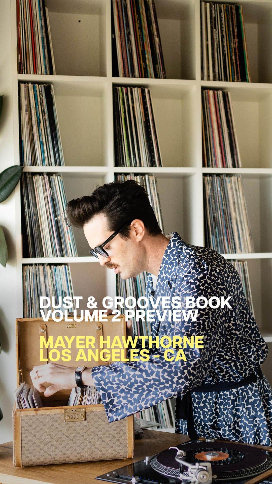 メイヤー・ホーソーンのインスタグラム：「Dust & Grooves Book V2 Preview | Mayer Hawthorne (@mayerhawthorne)  S M O O T H . . .   Dust & Grooves. Documenting Vinyl Collectors Across the Globe Since 2008.  Volume 2 Book Coming Summer 2024 @dustandgrooves  #dustandgrooves #vinyl #vinylcollection #vinyligclub #vinylcommunity #instavinyl #vinylcollector #vinylporn #recordcollector #vinylrecords #vinyloftheday #vinylgram #vinylroom #VinylIGClub  #dustandgroovesvol2 #losangeles」
