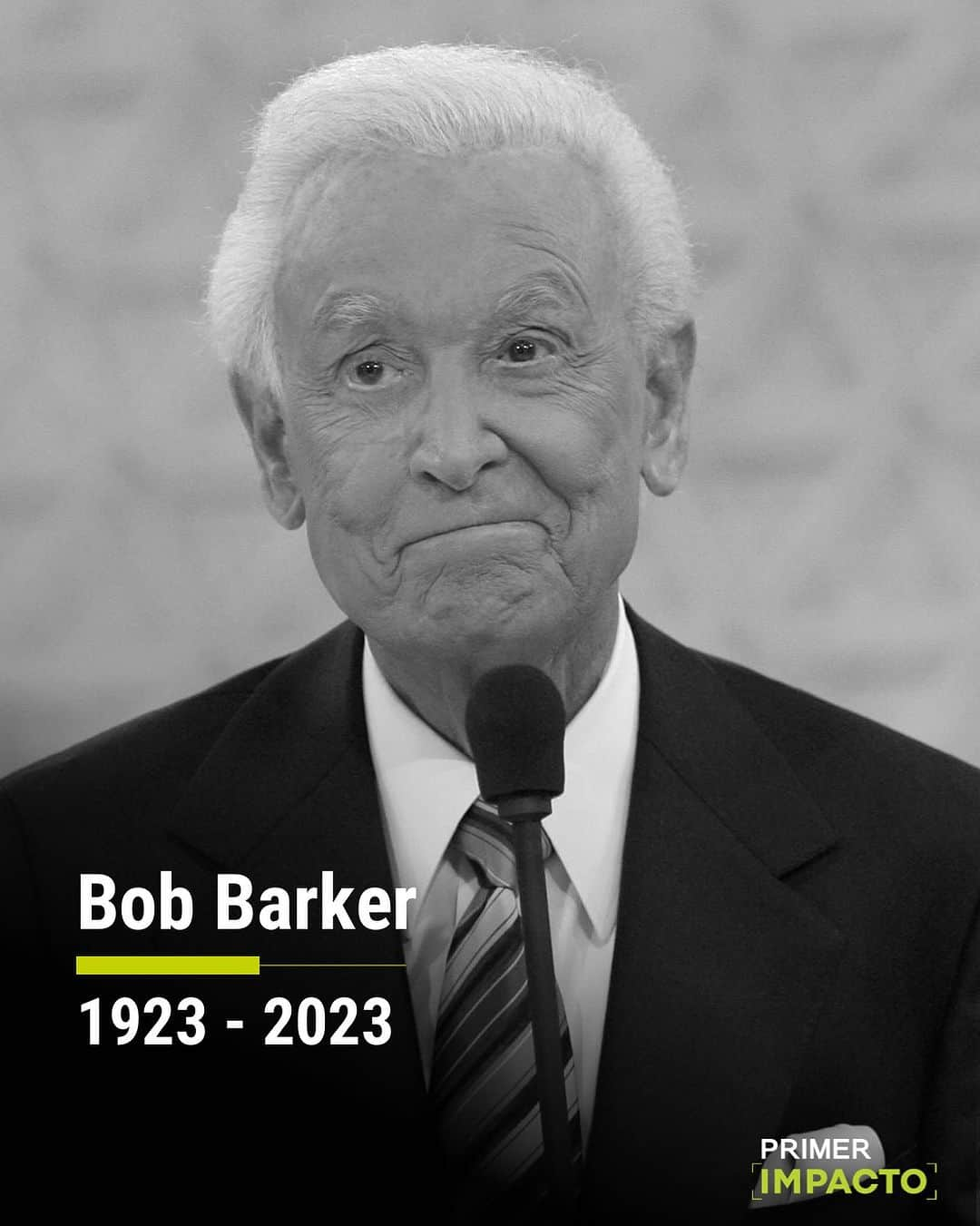 Primer Impactoさんのインスタグラム写真 - (Primer ImpactoInstagram)「🎤 Bob Barker, el icónico presentador de programa de concursos estadounidense 'The Price is Right', murió este sábado a los 99 años de edad.  Barker, también un reconocido activista por los derechos de los animales, falleció por causas naturales esta mañana en su casa de Los Ángeles.  👉🏼 La información completa en el link de nuestra biografía.  #BobBarker #Muerte #Programa #Show #ThePriceisRight #LosÁngeles」8月27日 2時59分 - primerimpacto