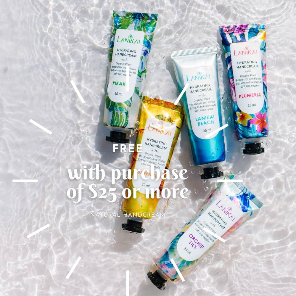 Lanikai Bath and Bodyのインスタグラム：「Treat your hands to a little aloha! 🌴 Shop $25 or more with Lanikai Bath and Body, and get a FREE hand cream. Choose from Pikake, Plumeria, Beach, Puakenikeni, and Orchid Lily. 🌸  🛍️ In-store or online, offer runs till 8/30/23. 🛒 Shopping online? Don’t worry if you don’t see the hand cream in your cart. It’ll be in your shipment! For a specific scent, just click on VIEW CART before checkout and drop a note about your fragrance choice.  Remember, it's one gift per customer per purchase. Mahalo for your love and trust. Happy shopping. 🌊🌴 #LanikaiLovesYou #TreatYourself」
