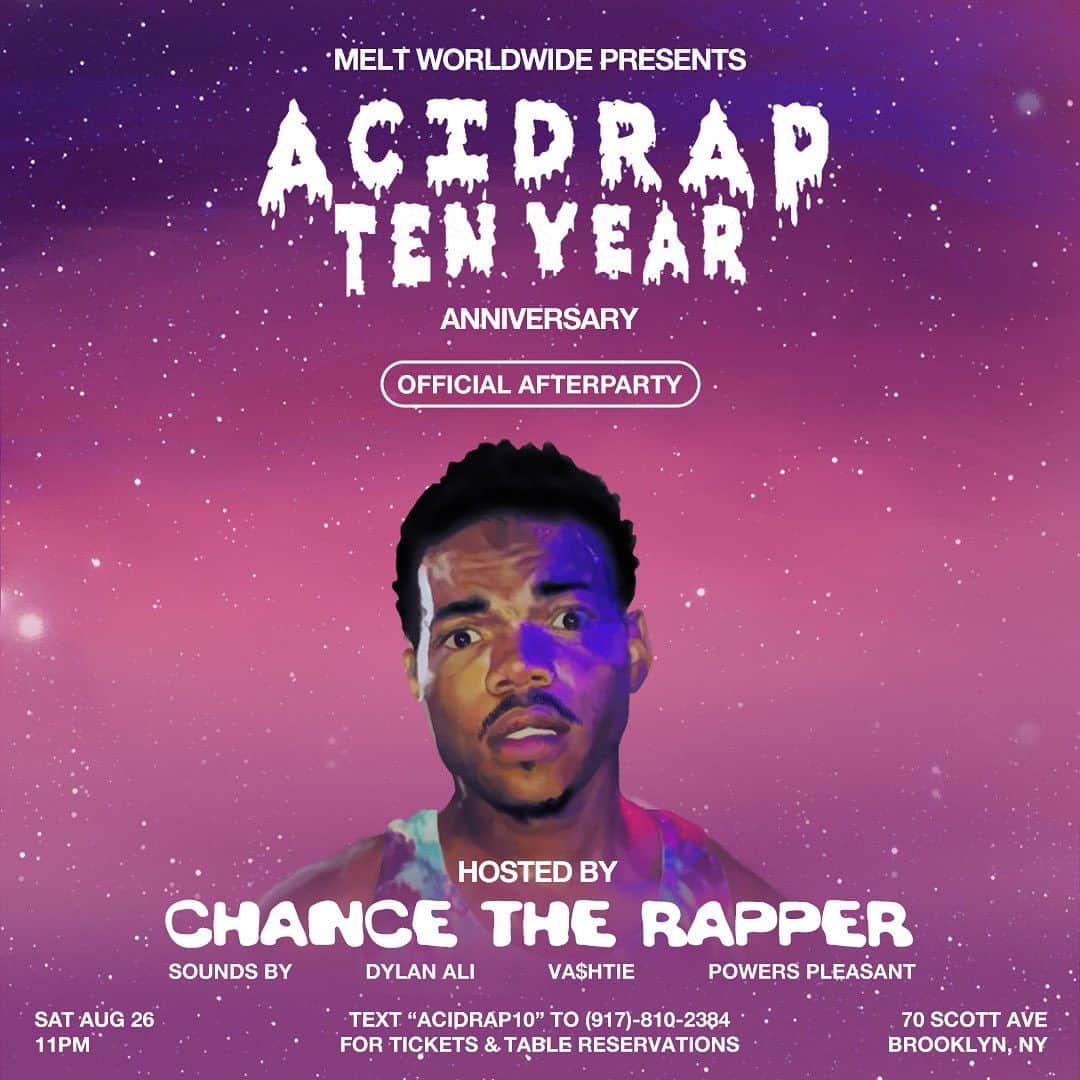 チャンス・ザ・ラッパーのインスタグラム：「NYC “ACID RAP” AFTERPARTY TONIGHT✨ #AcidRap10」