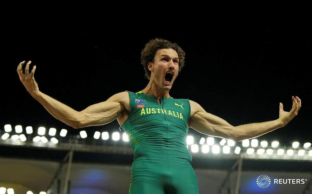 カーティス・マーシャルのインスタグラム：「@kurtismarschall 🥉💥👏 Athletics - World Athletics Championship - Men's Pole Vault Final - National Athletics Centre, Budapest, Hungary - August 26, 2023 Australia's Kurtis Marschall reacts during the final REUTERS/Aleksandra Szmigiel」