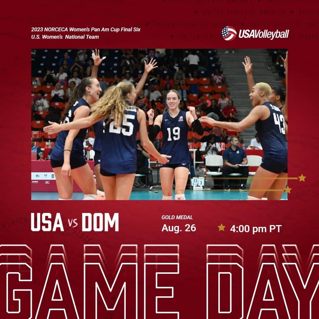 USA Volleyballさんのインスタグラム写真 - (USA VolleyballInstagram)「Almost time for the 2023 NORCECA Women's Pan Am Cup Final Six Gold Medal Match!  The U.S. Women's National Team takes on host Dominican Republic at 4 p.m. PDT in a rematch of a five-setter two days ago.  Find out how to watch in our bio.」8月27日 6時59分 - usavolleyball
