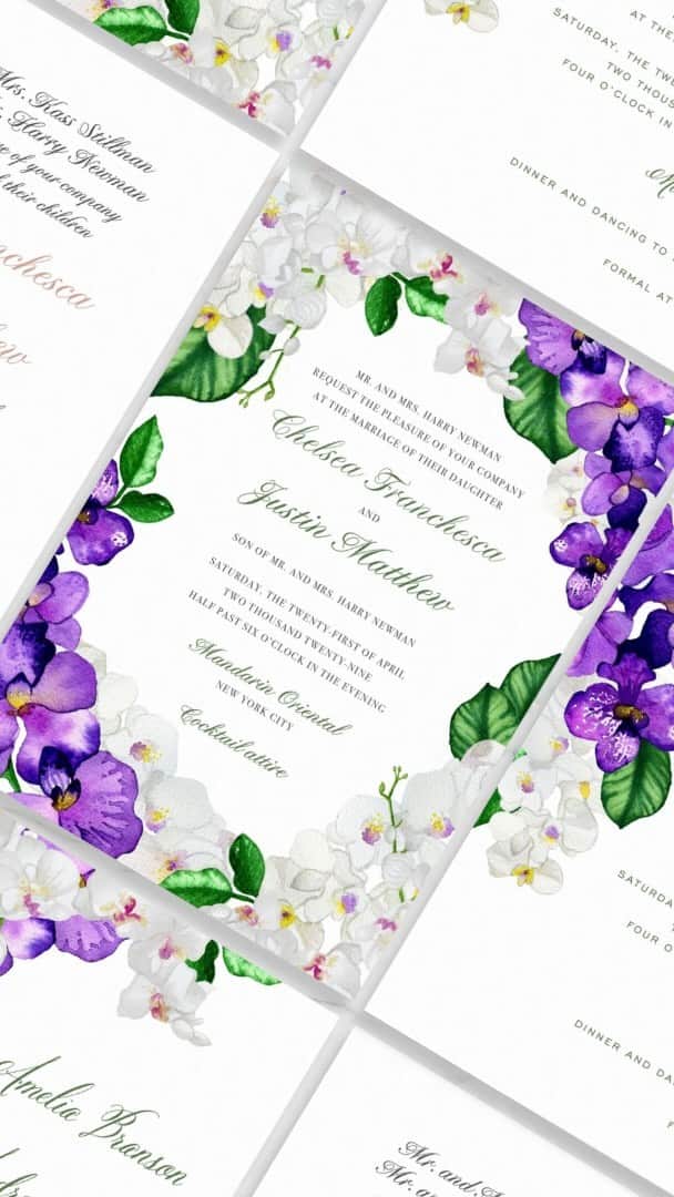 Ceci Johnsonのインスタグラム：「The watercolor behind the ‘Orchid’ Collection   Each invitation featured in our Wedding Invitation Collection starts with an original design or an original watercolor. This artistry is the difference between purchasing your wedding invitations online with us and everyone else.   Interested in our watercolor floral collections? We have several to choose from and you can even pre-sample their quality in person by ordering a sample pack online for $25 and notating in your order to only see our floral watercolor options.   Have more questions about our online wedding invitations? Email our sales team at hello@cecinewyork.com   #orchidwatercolor  #orchidflower  #floralweddinginvitation  #floraldesign  #watercolorillustration  #watercolorinvitation  #onlineinvitation  #personalizedinvitations  #cecinewyork」