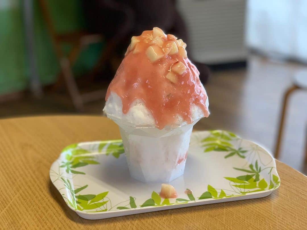 原田麻子のインスタグラム：「すもも  糖蜜ベース。完熟のすももはとろっとろ！酸味も少なく、フルーティーさが際立つ。果肉もおいしい。  #かき氷#かき氷🍧#おやつ#ごはん#sweets#shaveice#埼玉かき氷」