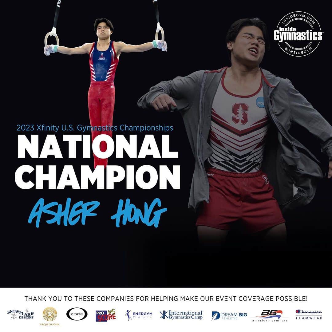 Inside Gymnasticsさんのインスタグラム写真 - (Inside GymnasticsInstagram)「It's a done deal! Asher Hong is your 2023 Xfinity U.S. National Champion! #xfinitychamps」8月27日 10時46分 - insidegym