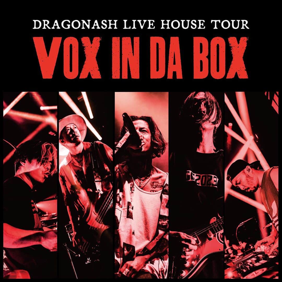 Dragon Ashのインスタグラム：「DRAGONASH LIVE HOUSE TOUR "VOX in DA BOX"  2019年に行われたFIVES/SEVENSツアー以来、実に４年ぶりのライブハウスワンマンツアー開催決定！ 2023年11月から2024年3月にかけて全国３２ヵ所のロングツアーとなる  Dragon AshのホームであるライブハウスでVOX(ラテン語で声)を 響かせて欲しいという意味を込めたツアータイトルは ”VOX in DA BOX”」