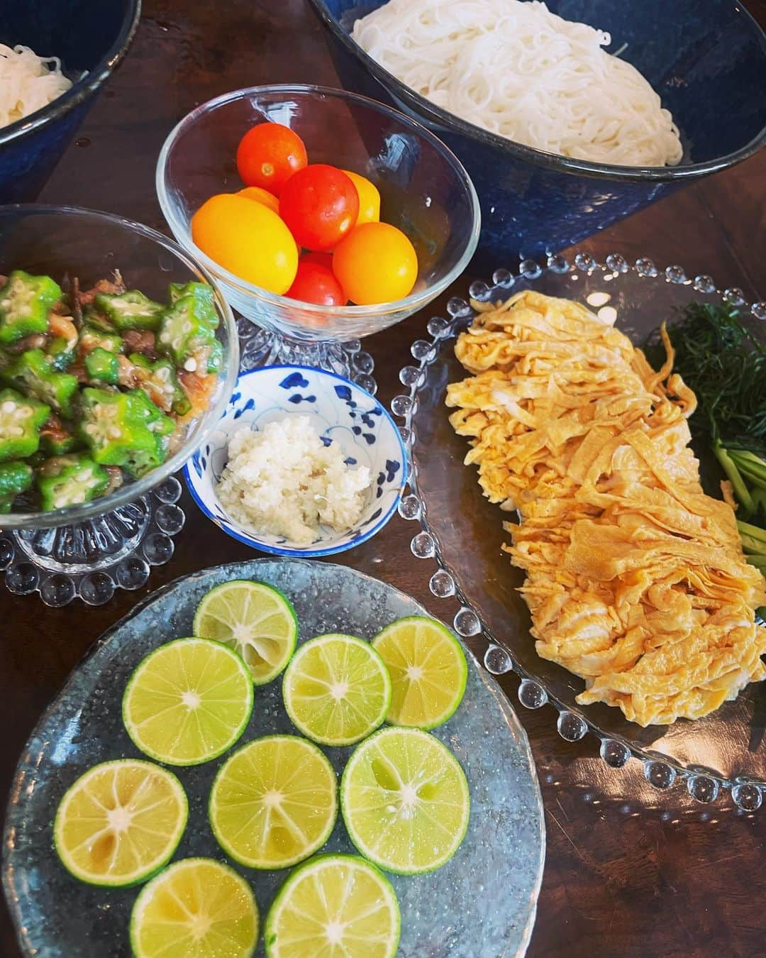 笹川友里のインスタグラム：「夏の週末はお素麺で決まり。」