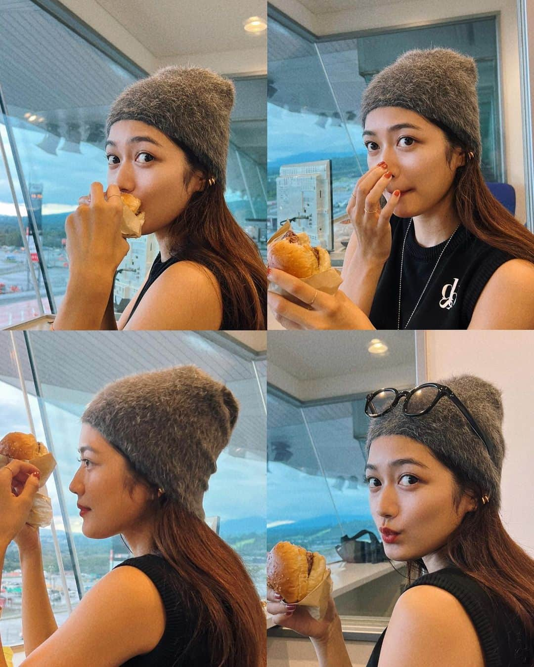 安田愛音のインスタグラム：「. シャギーのビーニーが可愛い🍔❤️  せっかくピーリング行ってお肌回復したのに また好き放題食べてしまった､､､反省🙃  #ビーニー」