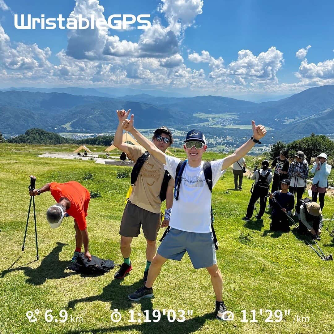 重盛赳男のインスタグラム：「白馬岩岳登ってきました⛰️ 記録見たら8月ほぼ初ラン…😇  #ヤッホートレイルランニングツーリング #teamthrob #hungerknockoriginals #fullmarkshakuba #トレイルランニング #トレラン #重盛赳男 #日焼けは一人前に気にする #アナウンサー」