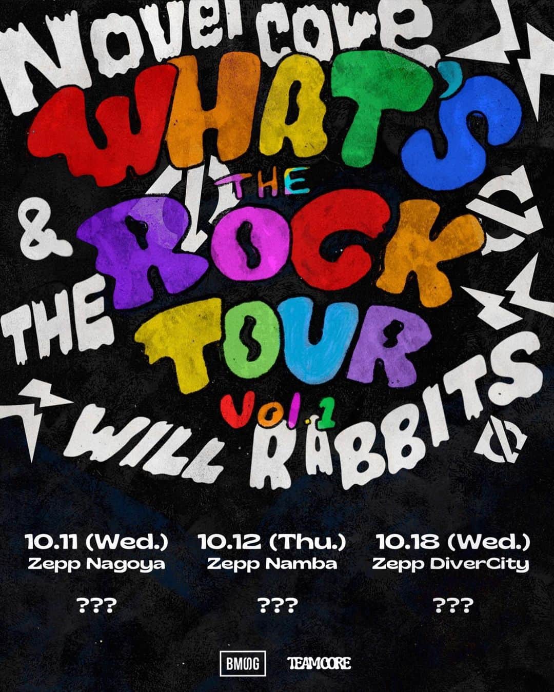 Novel Coreのインスタグラム：「⁡ ⁡Novel Core初の対バンツアー "WHAT'S THE ROCK TOUR vol.1" ⁡ 10月、全国3都市（東名阪）のZeppにて『完全ボーダーレス』をテーマに掲げた対バンツアーを開催します。 ⁡ 全公演、俺のハウスバンド "THE WILL RABBITS" と共に周ります。 ⁡ vol.1という表記の通り、今後もこの対バンツアーはシリーズ化していくんですが、記念すべき第1弾となる今回は "武道館公演に向けてのミュージシャンとしての武者修行" をテーマに、尊敬する先輩アーティスト3組（各都市1組ずつ）にオファーさせて頂きました。 ⁡ 対バンアーティストも近日発表します。 ⁡ 絶対遊びに来てください！絶対楽しいから！ ⁡ 【ツアースケジュール】 10月11日(水) at Zepp Nagoya 開場: 18:00 / 開演: 19:00 (お問合せ: サンデーフォークプロモーション 052-320-9100) ⁡ 10月12日(木) at Zepp Namba 開場: 18:00 / 開演: 19:00 (お問合せ: 夢番地 大阪 06-6341-3525) ⁡ 10月18日(水) at Zepp DiverCity (TOKYO) 開場: 18:00 / 開演: 19:00 (お問合せ: クリエイティブマン 03-3499-6669) ⁡ 【チケット情報】 ⚫︎スタンディング 一般: ¥6,000 (税込) / 学生: ¥5,000 (税込) ⚫︎指定席 一般: ¥6,500 (税込) / 学生: ¥5,500 (税込) ⁡ ① CORE HOUSE 先行受付 (※抽選) 8/29(火) 12:00 ~ 9/3(日) 23:59 ⁡ ② B-Town 先行受付 (※抽選) 9/7(木) 12:00 ~ 9/11(月) 23:59 ⁡ ③ 一般先行受付 (※抽選) 9/15(金) 12:00 ~ 9/19(火) 23:59 ⁡ ④ 一般受付 (※先着順) 9/30(土) 10:00 ~ ⁡ #WHATSTHEROCK_TOUR」