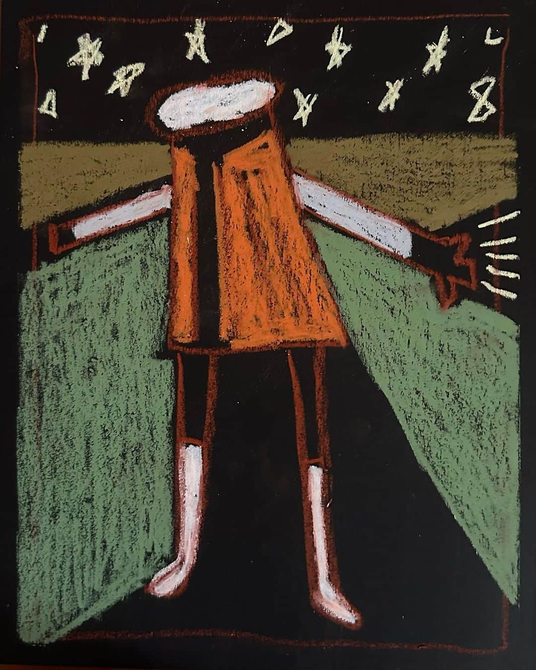 テイト・エリントンのインスタグラム：「a little break from the larger pieces  8” x 10” wax pastel on wood panel」