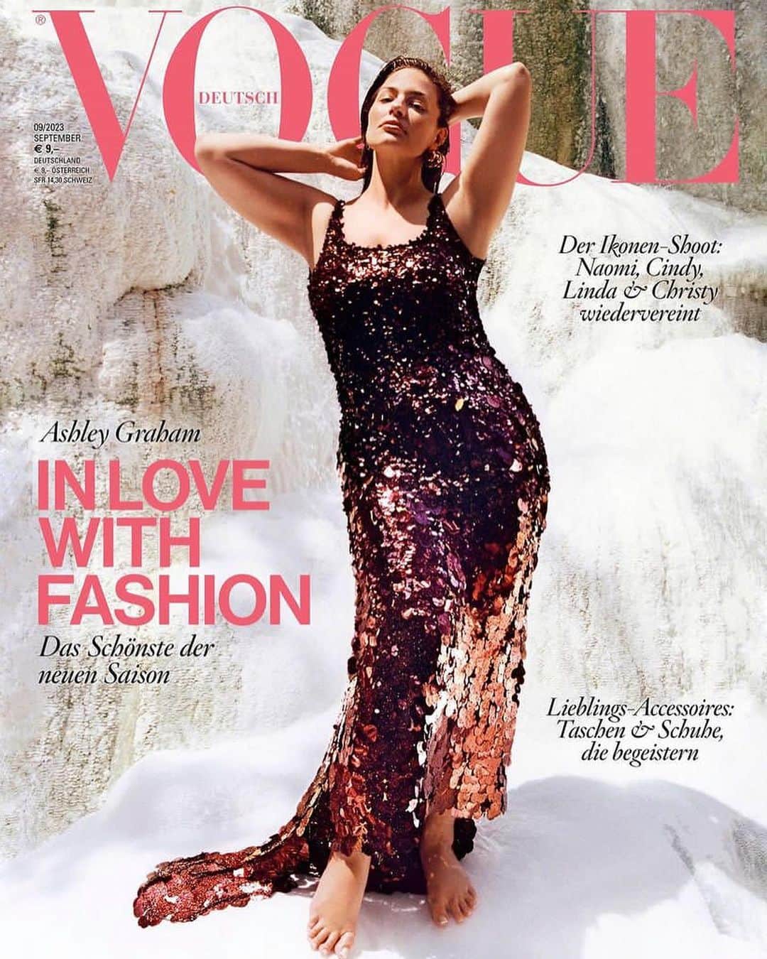 IMG Modelsのインスタグラム：「Goddess. 😇 #AshleyGraham (@ashleygraham) covers @voguegermany. 📷 @felicityingram 👗 @denagia ✂️ @marcobracahair 💄 @martina__dandrea #IMGmodels」