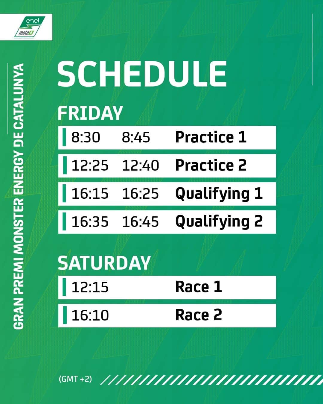 MotoGPさんのインスタグラム写真 - (MotoGPInstagram)「We're back in action in Barcelona! 🙌 Make a note of all the crucial times you need with the #MotoE title potentially up for grabs! 🏆  #MotoGP #CatalanGP 🏁 #Motorsport #Motorcycle #Racing」8月28日 18時06分 - motogp