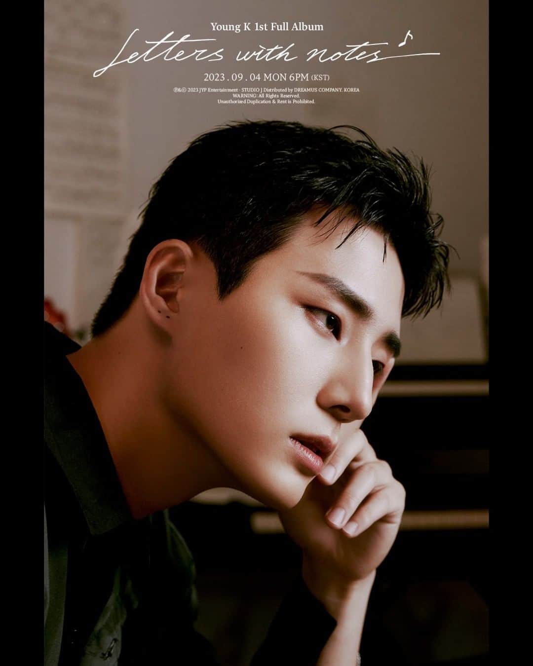 JYPエンターテインメントのインスタグラム：「ㅤ Young K 1st Full Album <Letters with notes>  Concept Photo 5  ALBUM RELEASE 🔽 2023.09.04 6PM (KST) 🎼 TITLE "이것밖에는 없다"  #DAY6 #데이식스 #YoungK #Letters_with_notes #이것밖에는_없다 #JYP  @from_youngk」