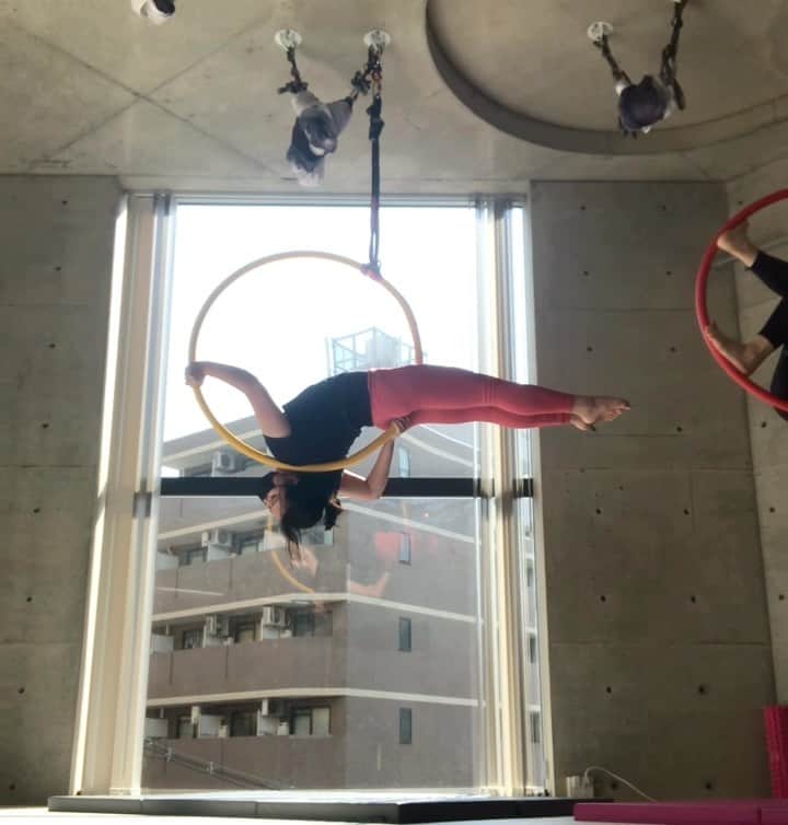 佐々木みえのインスタグラム：「大きな窓を開けると暑い☀️🥵💦、、笑笑 眩しくて目がチカチカする、、。 でも開けたい🤣   #aerial #aerialdance #aerialtricks #aerialist #aerialnation #体幹 #自分磨き #柔軟 #core #継続は力なり #練習 #トレーニング #training #workout #筋トレ #ダイエット #ワークアウト #好奇心 #大事 #hoop #aerialhoop」
