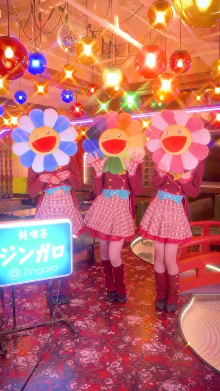村上隆のインスタグラム：「Coffee Zingaro!!  cast: @shun_sukeeey @kamenjoshi  @morishita_mao  @coharuhinata  @aoi_nonoa   Coffee Zingaro is opened by world-renowned artist Takashi Murakami after the pandemic, the cafe is a flamboyant mix of Showa-era retro and futuristic. You can enjoy the standard menu of a quintessential coffee shop, such as custard pudding (Purin) and coffee jelly made by Murakami's confectionery brand Tonari no Kaikado. You can also enjoy nostalgic popular games on one of the 10 arcade game tables in the store.」