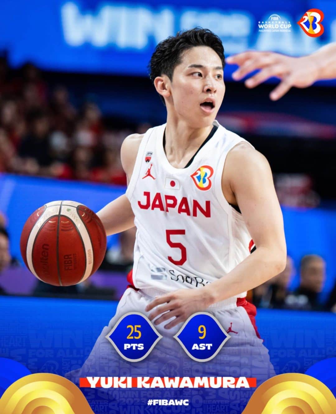 B.LEAGUEさんのインスタグラム写真 - (B.LEAGUEInstagram)「Yuki Kawamura put on a show for Japan 🇯🇵 with 25 PTS, 9 AST in a victory over Finland!   #FIBAWC x #WinForJapan | #AkatsukiJapan」8月28日 17時10分 - b.league_official