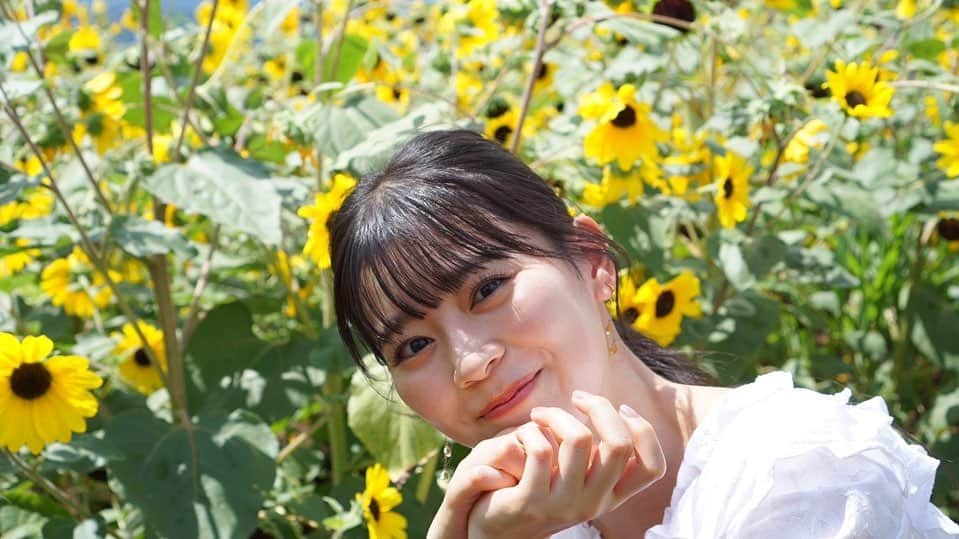 坂井仁香のインスタグラム：「🌻  ちなみに、いろんな場所に同じ日に行ってる笑笑 着替えて写真撮ってるの笑笑  #とき宣#坂井仁香#ひとちゃん#超とき宣#超ときめき宣伝部#idol#私服#コーデ#タンクトップ#ロングヘア#巻き髪#ひまわり#ひまわり畑#向日葵」