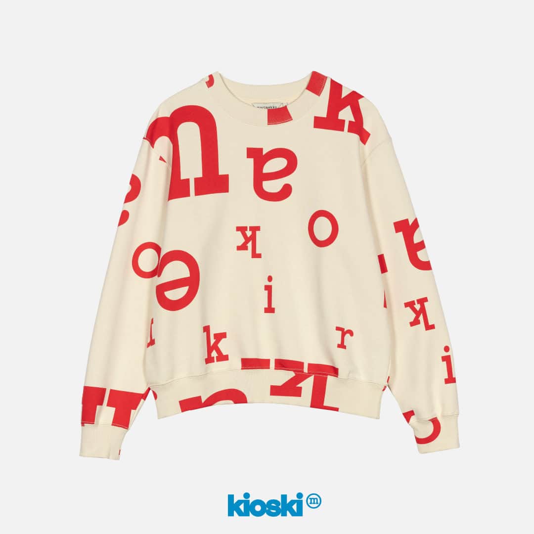 マリメッコのインスタグラム：「Did you know that the iconic Marimekko logotype has its roots in the Olivetti typewriter letters favored by our founder, Armi Ratia? The newest edition of Marimekko Kioski is all about fun, floating Marimekko letters and bold blooms. ❤️‍🔥  Explore our playful essentials at marimekko.com. #marimekko」