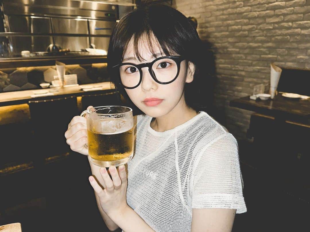 大熊杏優のインスタグラム：「かき氷食べて焼き鳥食べてお酒飲んで幸せな1日です〜🍀」
