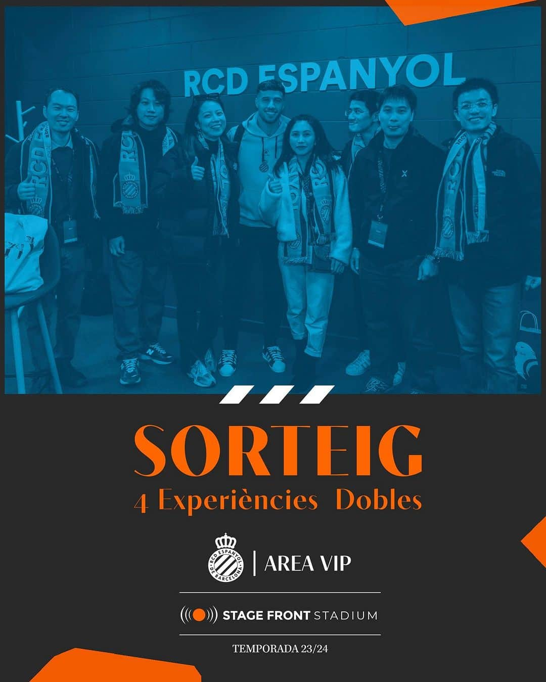 RCDエスパニョールのインスタグラム：「🤩 Vols viure la Meet & Greet Experience al proper partit al @stagefrontstadium? Sortegem 4 experiències dobles només per a ABONATS #RCDE!   🤝 Podràs saludar als protagonistes del partit després de l'#EspanyolAmorebieta!  1⃣ Fes 💙 a aquest post 2⃣ Segueix al @rcdespanyol i al @stagefrontstadium 3⃣ Menciona amb qui hi aniries  BBLL: https://www.rcdespanyol.com/uploads/_documents/news/15882/87465.docx」