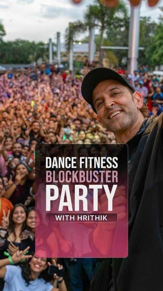 リティク・ローシャンのインスタグラム：「Step up, sweat, smile, repeat 💃 The blockbuster dance fitness party has been all about great moments where fitness and joy danced hand in hand. Thanks to your unparalleled energy, unbeatable enthusiasm, and undeniable spirit that made the party a huge success. Until the next dance fitness party, ciao 👋 . . . #HrithikRoshan #cultfit #hrxgym #dancefitnessparty #dancefitness #bangalore」