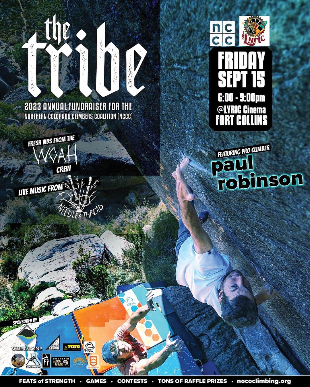 ポール・ロビンソンのインスタグラム：「Come on out on September 15th to The Tribe, a fundraiser for the @nococlimber event! The event is FREE and I will be doing a slideshow and showing some videos! Looking forward to seeing everyone! @ascentstudio @climbwhetstone @thelyriccinema」