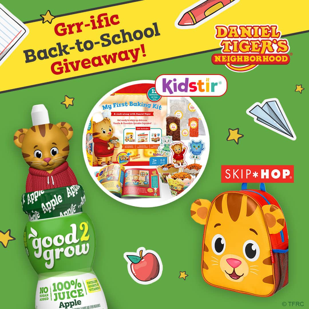 Skip Hopのインスタグラム：「🚌🎒It’s so grr-ific to go back-to-school and see your besties. So celebrate with us and some of OUR friends with this special @danieltigertv themed GIVEAWAY for your littles as they head back to class!  3 lucky winners will get a super-cute prize pack that includes: ⭐1 Skip Hop Daniel Tiger Little Kid Backpack ($25 value) ⭐1 Kidstir Daniel Tiger Baking Kit ($34.99 value) ⭐8 good2grow 6oz juices featuring a Daniel Tiger spill-proof spout   To Enter: 1. Like this post 2. Follow @skiphop @kidstir and @good2growdrinks 3. Tag a friend   Contest Rules: This contest is only open to legal residents of the continental United States who are 18+. This promotion is in no way sponsored, administered, or associated with Meta. This promotion is in no way sponsored or administered by Skip Hop, Kidstir, or The Fred Rogers Company. No purchase necessary to enter. Entry period begins on 8/28/2023 and closes on 9/4/2023. Three (3) winners will be selected at random, and contacted ONLY by @good2growdrinks via DM, and announced in their stories. We will never ask you to click on a link or share personal information outside of shipping, please be wary of spam accounts. Prizes must be accepted as awarded; no cash substitutes.」