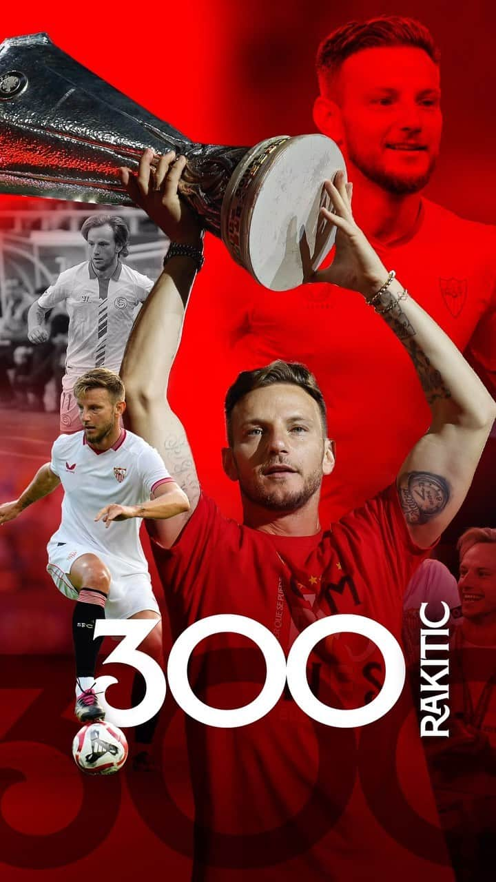 イヴァン・ラキティッチのインスタグラム：「🇭🇷 3⃣ 0⃣ 0⃣ 💫  ¡Legendario @ivanrakitic! 👏🏻  #WeareSevilla #NuncaTeRindas #legend #sevillafc #sevilla」